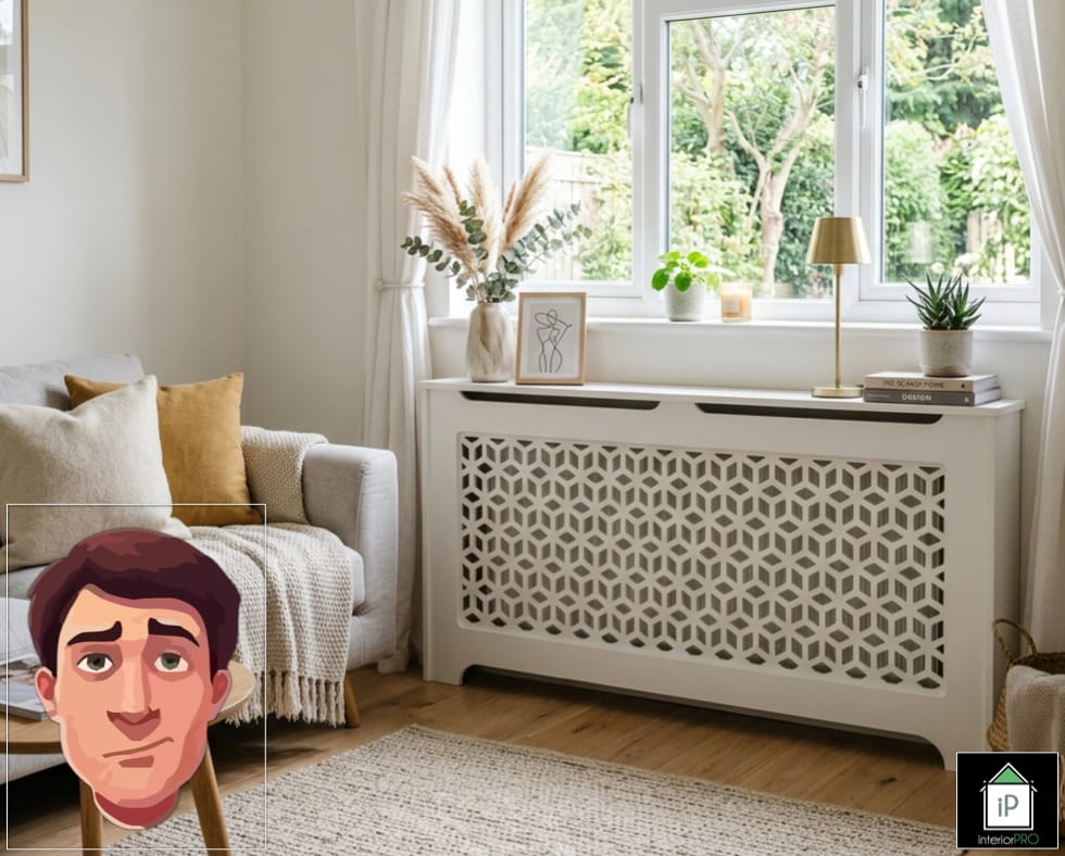 mască de calorifer pe comandă design modern alb sub fereastră