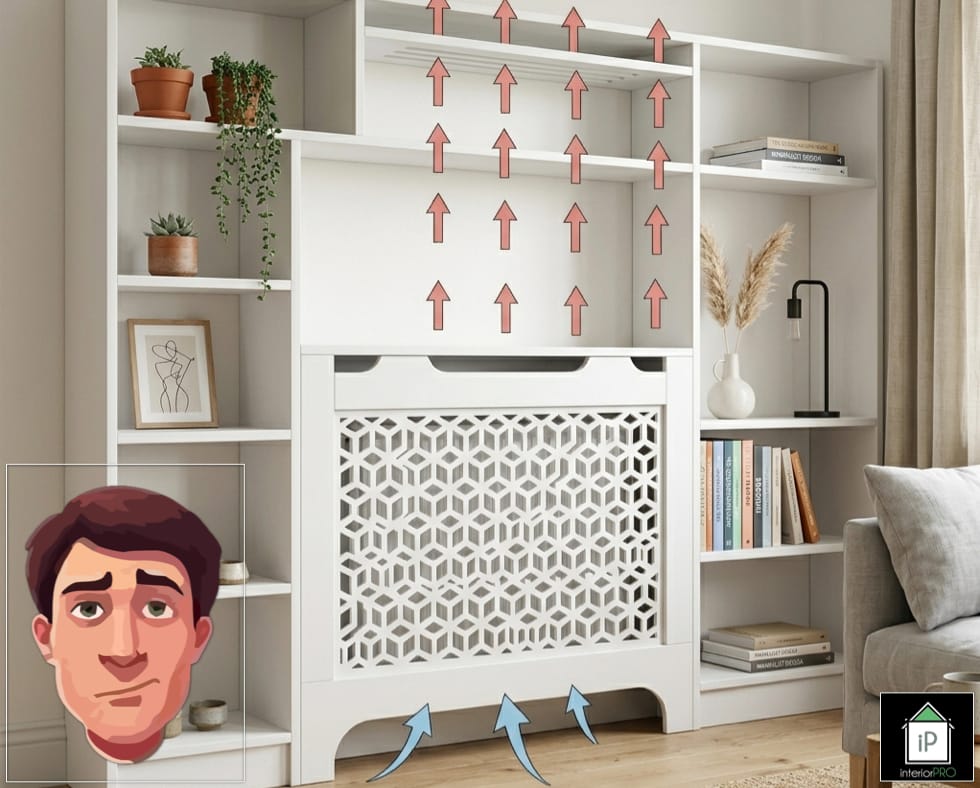 mască de calorifer pe comandă integrată în mobilier
