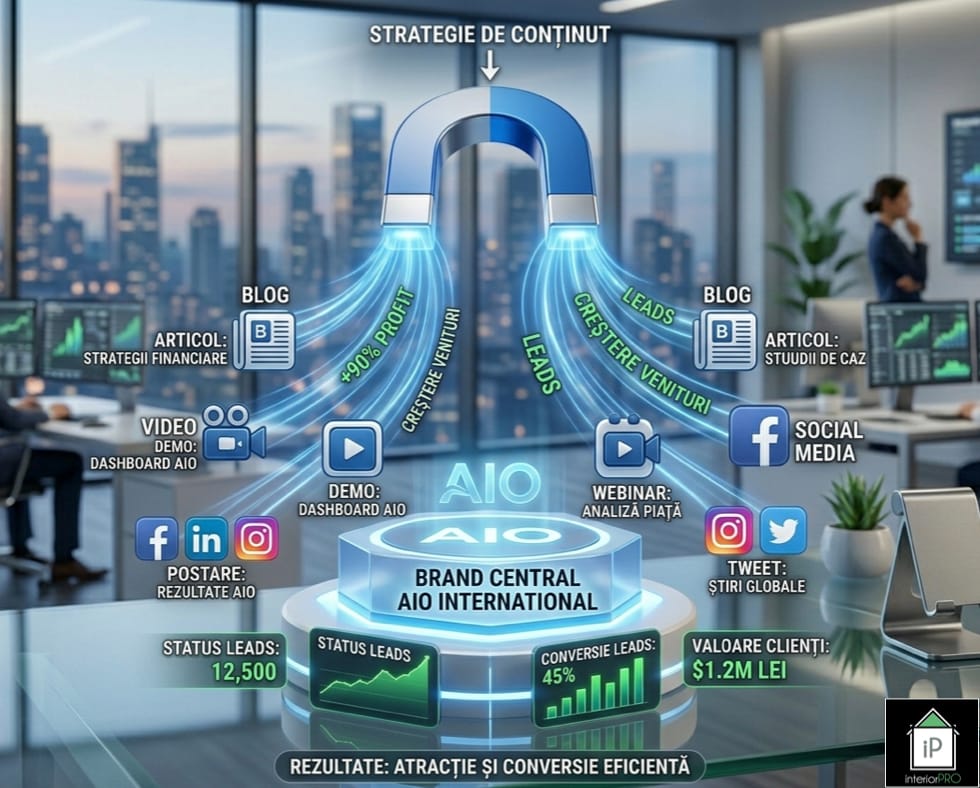 Strategie de marketing prin conținut vizualizată ca magnet pentru lead-uri