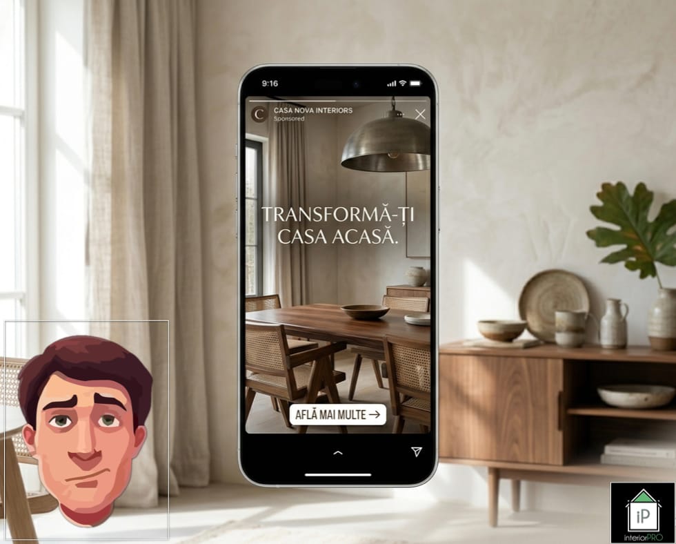 Exemplu de reclamă Facebook pentru servicii de design interior