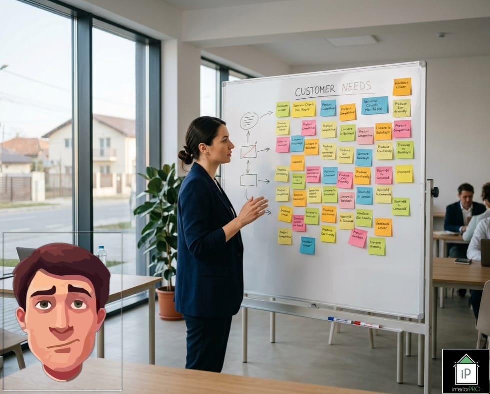 Antreprenor analizând ce afaceri merg prin rezolvarea problemelor clienților